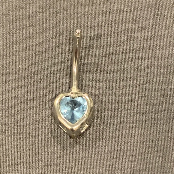 Belly Button Ring Heart Shaped light blue stone - Picture 3 of 8